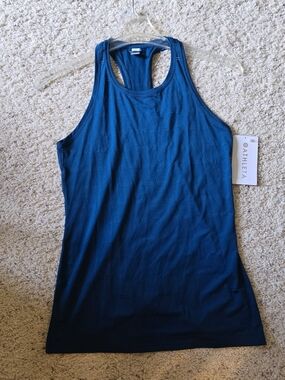 Athleta Teal High Neck Chi Double Stripe Tank